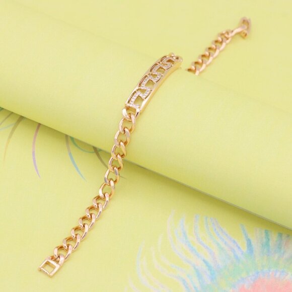 "Elegant Rose Gold Link Bracelet with Sparkling Geometric Detail, XPBL0949 - Picture 10 of 12